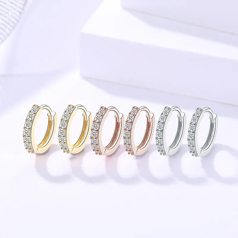 CZ Micro Pave Huggie Earrings for Women — 925 Sterling Silver, Hypoallergenic
